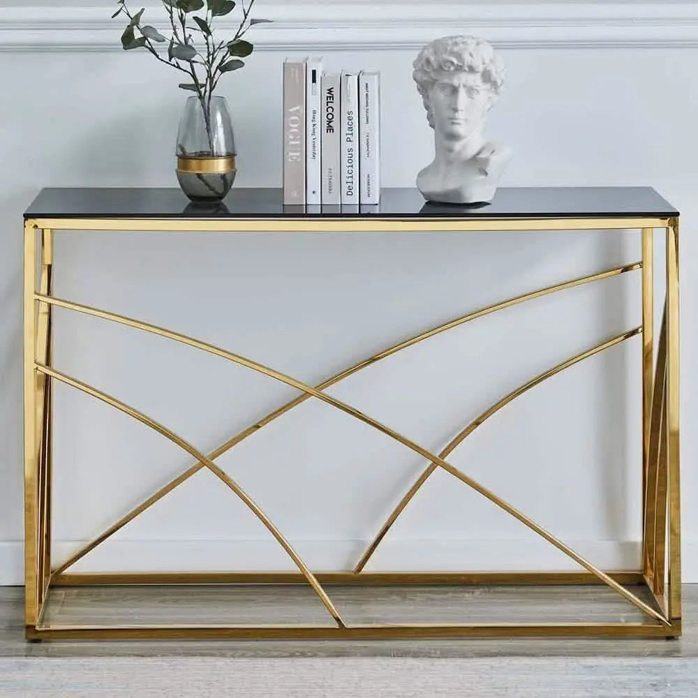 NArt40 - Metal console with glass top