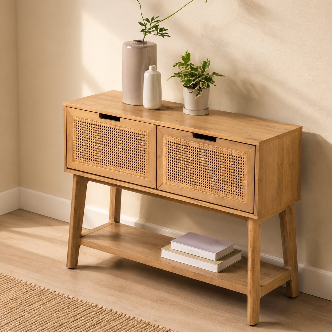 Natural Suede Wood Console - ART.W.AW1051