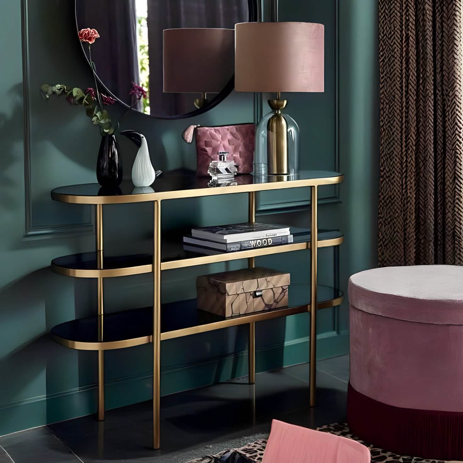 NArt129- Glass Top Console