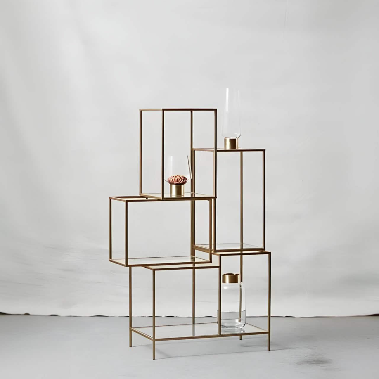 NArt154 - وحدة أرفف معدن و زجاج