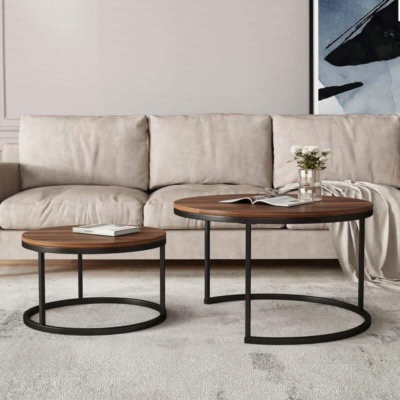 NArt26- ترابيزة قهوة متداخلة دائرية معدن