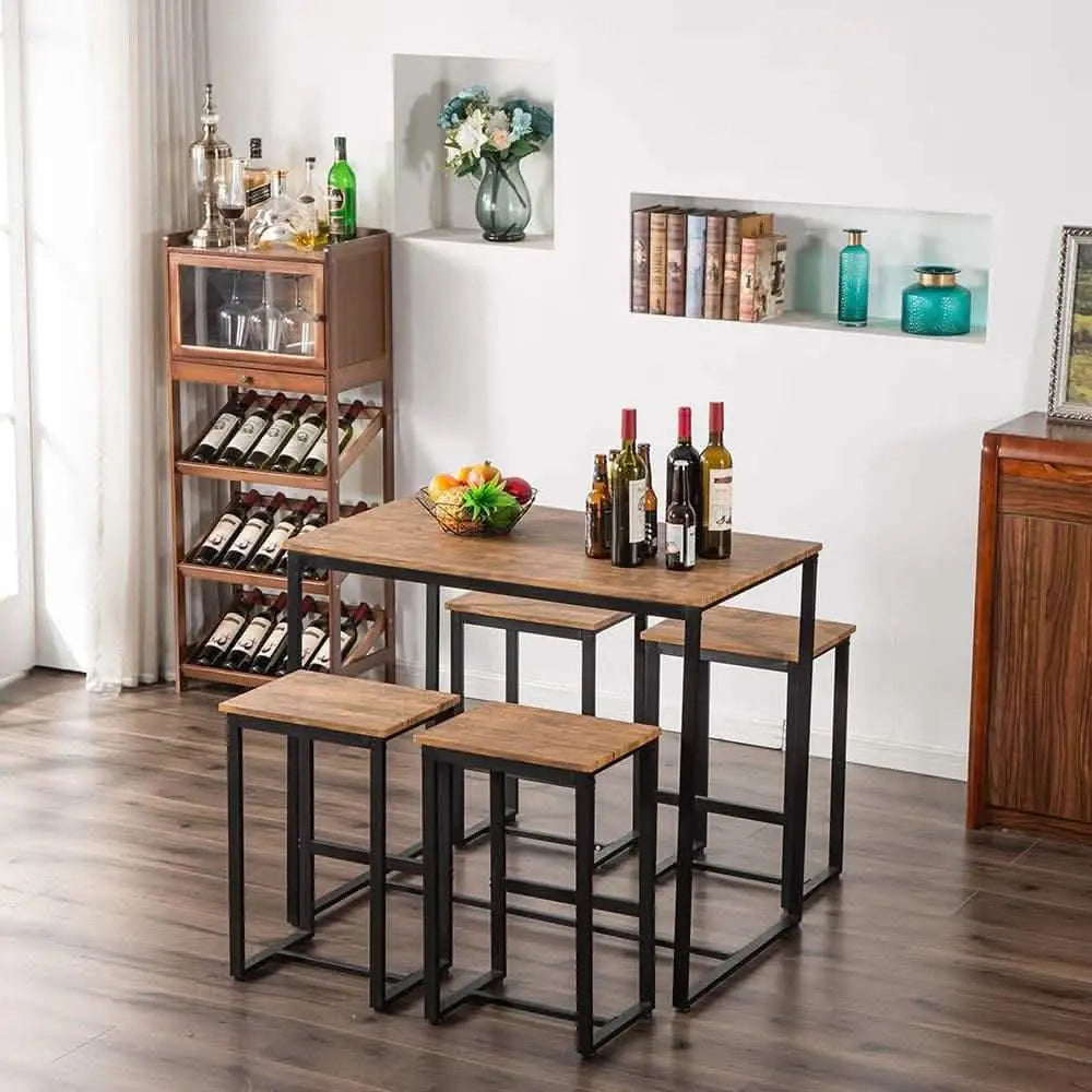 NArt73 - طقم سفرة معدن بسطح خشب