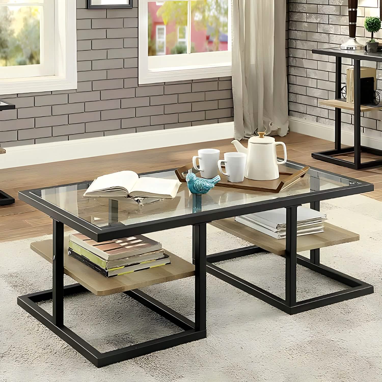 NArt204- ترابيزة قهوة زجاج