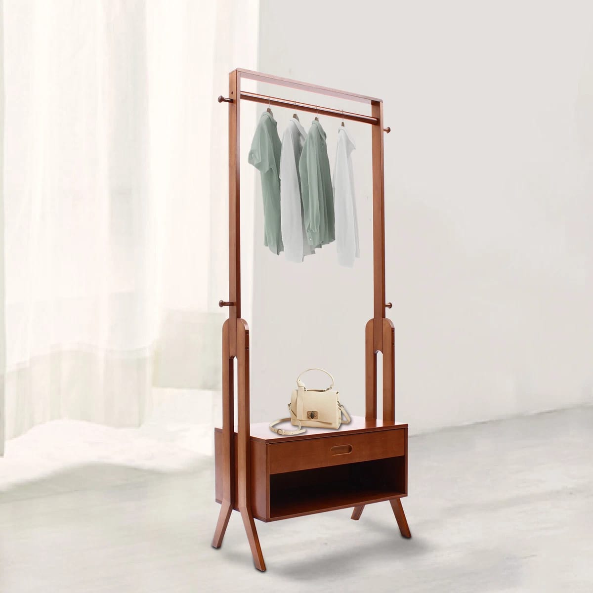 استاند ملابس خشب طبيعي