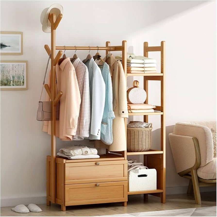 استاند ملابس خشب طبيعي