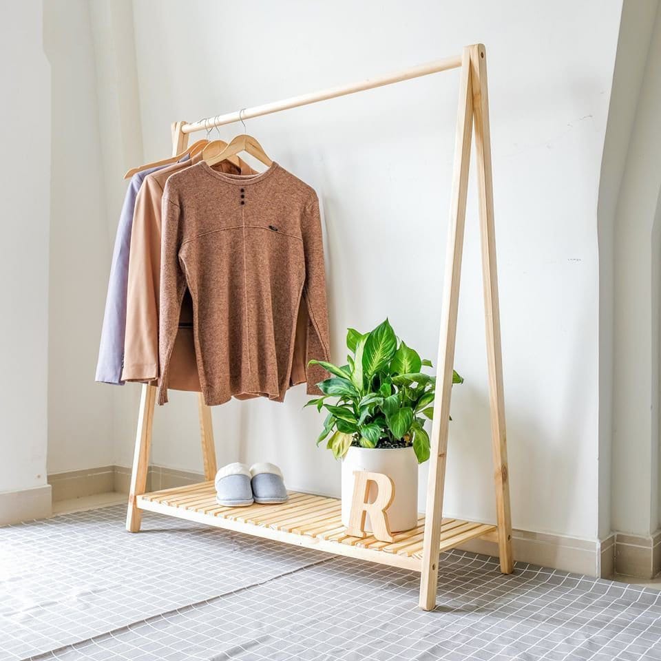 استاند ملابس خشب طبيعي