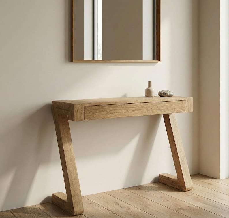 Console with mirror