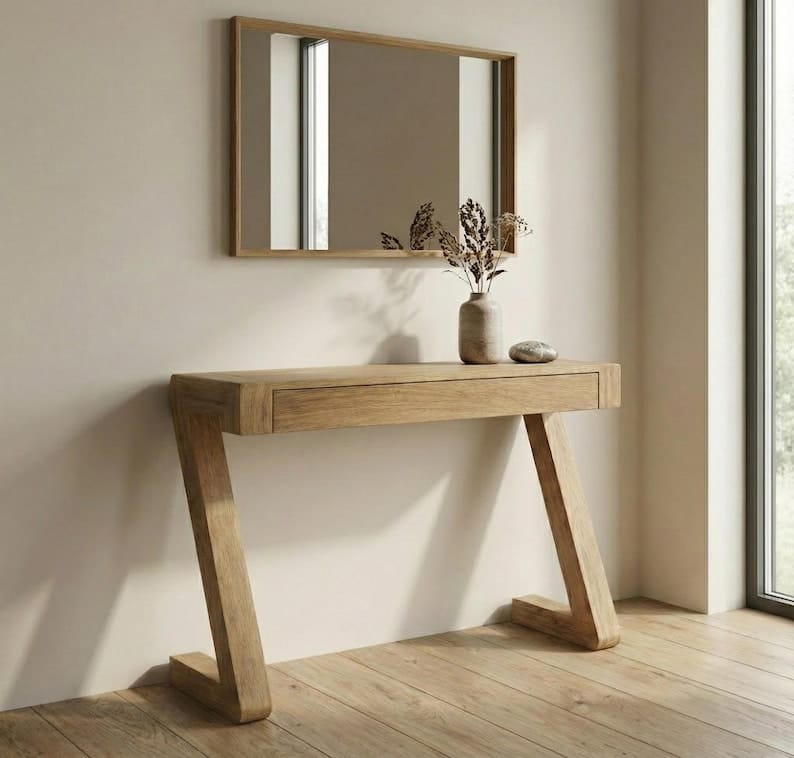 Console with mirror