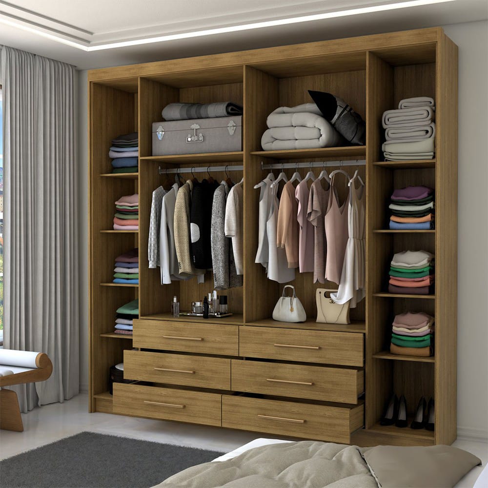 دريسنج خشب طبيعي بأدراج وارفف وشماعات 220 سم - Art Wood