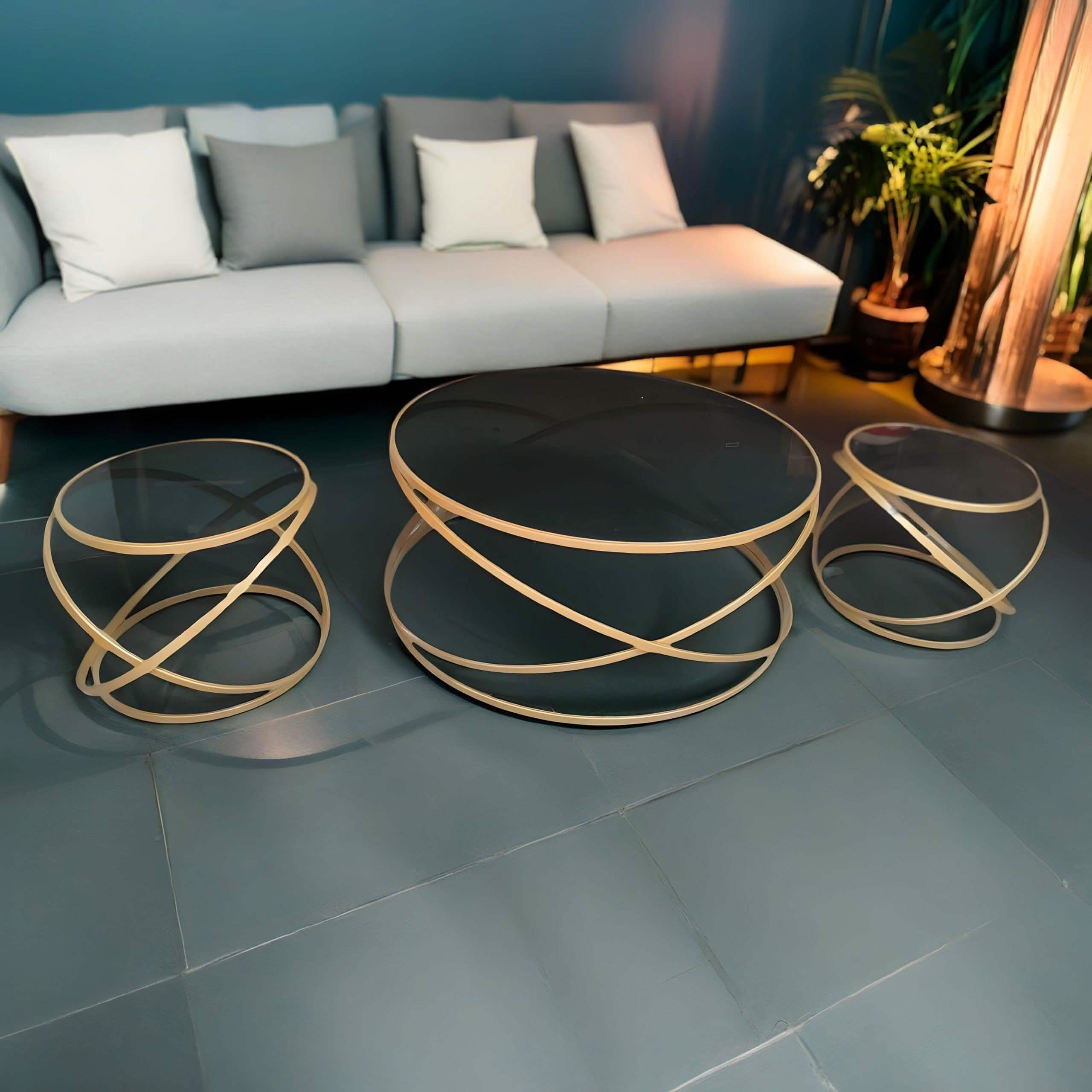 NArt127- Gold Steel Table Set