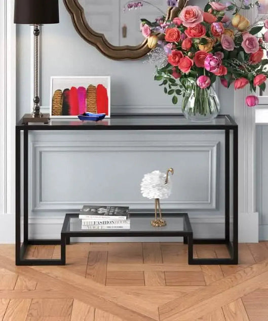 NArt125 - كونسول معدن بسطح زجاج