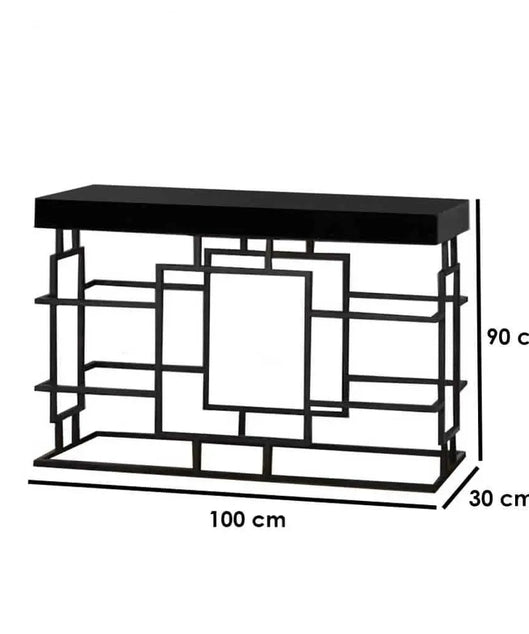 NArt124 - كونسول معدن بسطح خشبي
