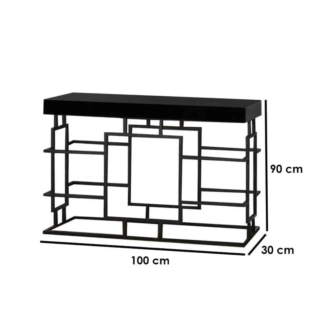 NArt124 - كونسول معدن بسطح خشبي