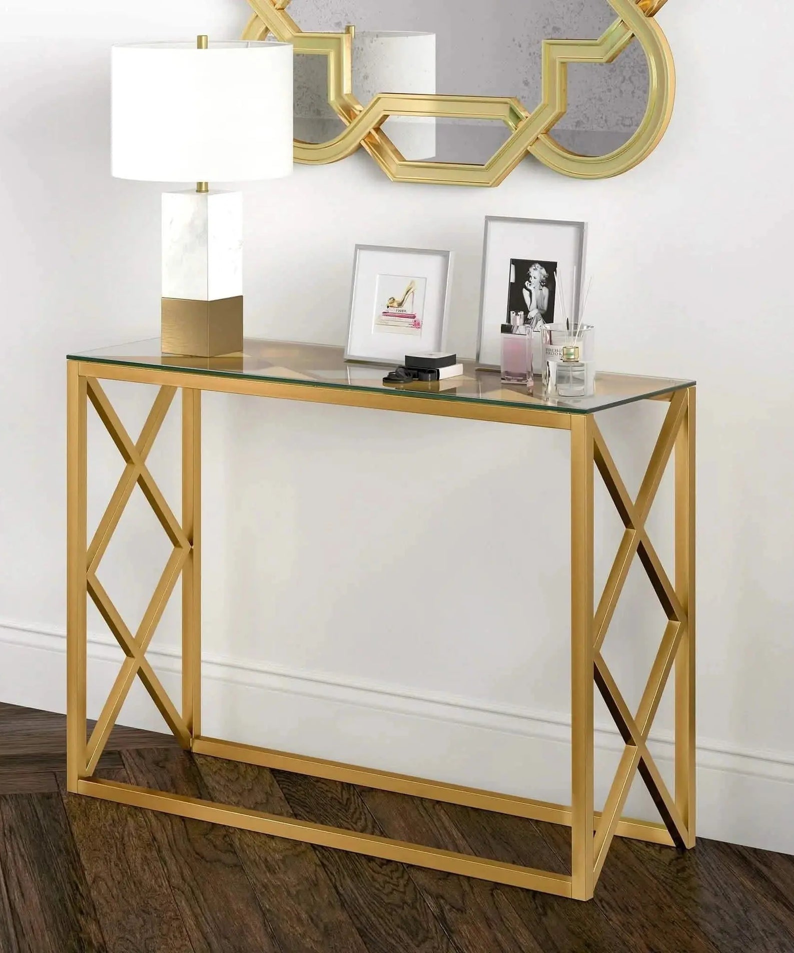 NArt105 - كونسول معدن بسطح زجاج