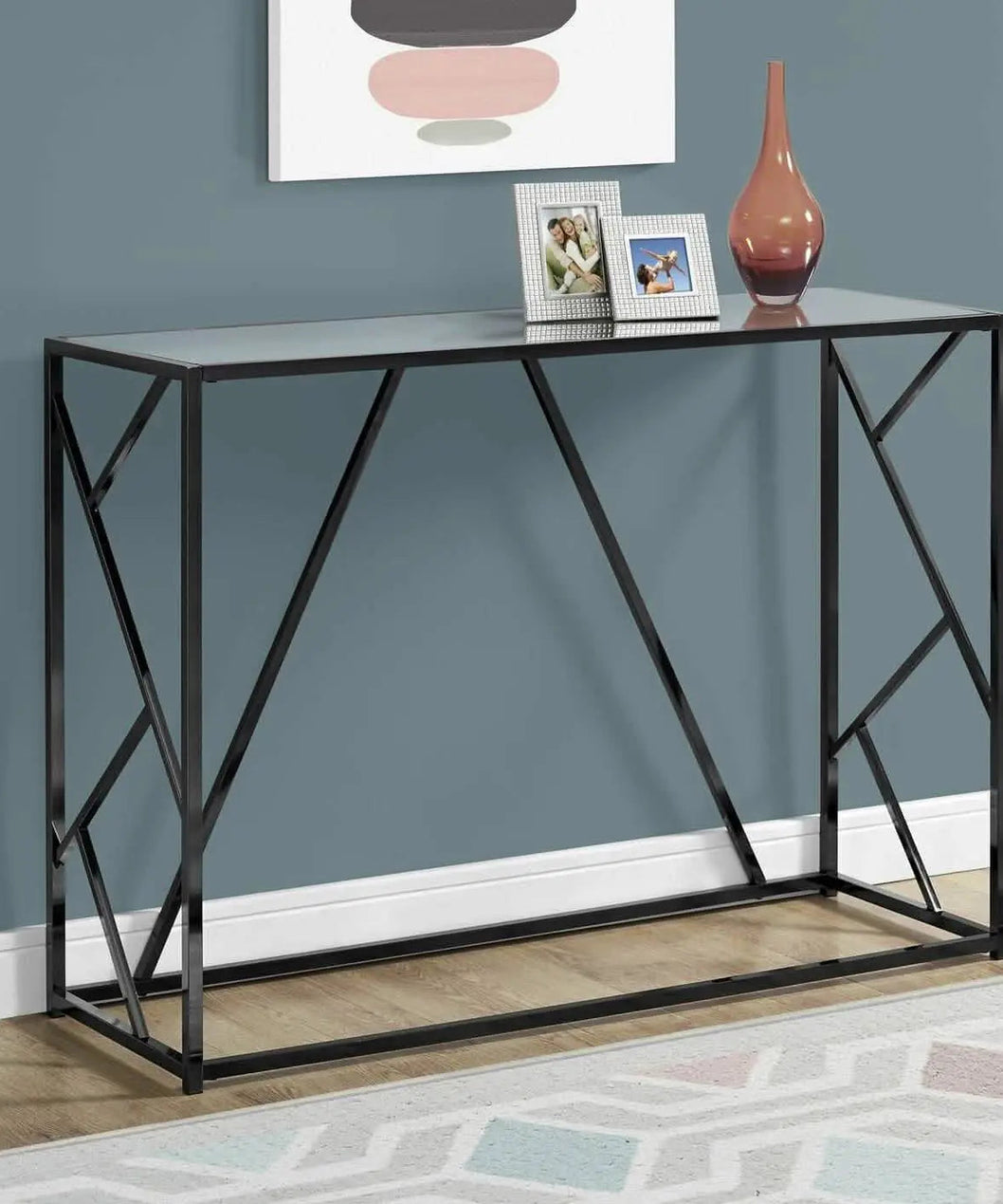 NArt101 - كونسول معدن بسطح زجاج