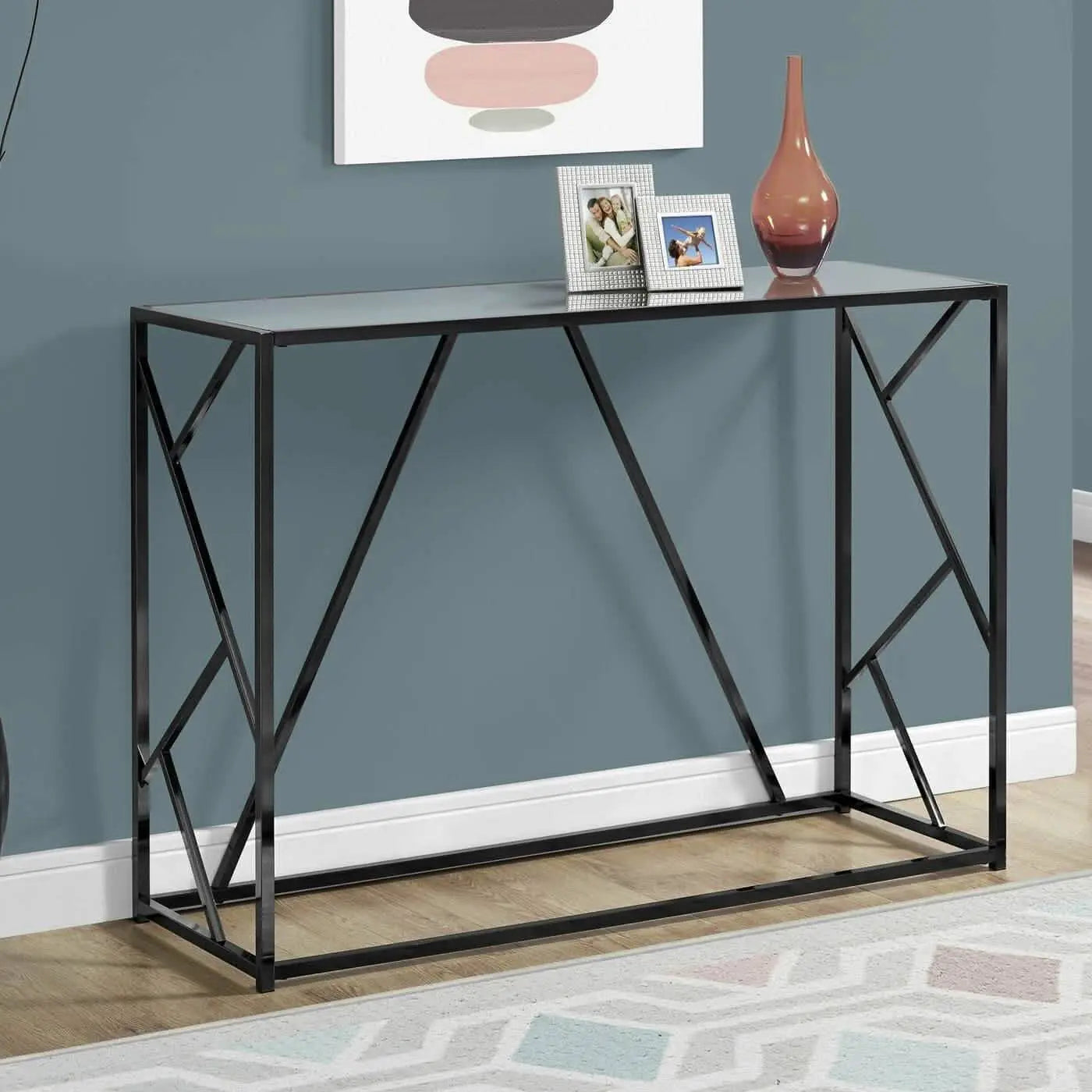 NArt101 - كونسول معدن بسطح زجاج