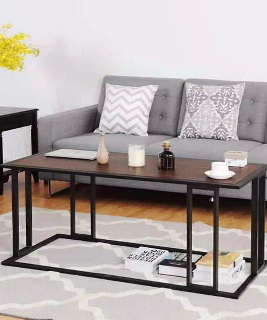 NArt120- ترابيزة قهوة معدن بسطح خشب