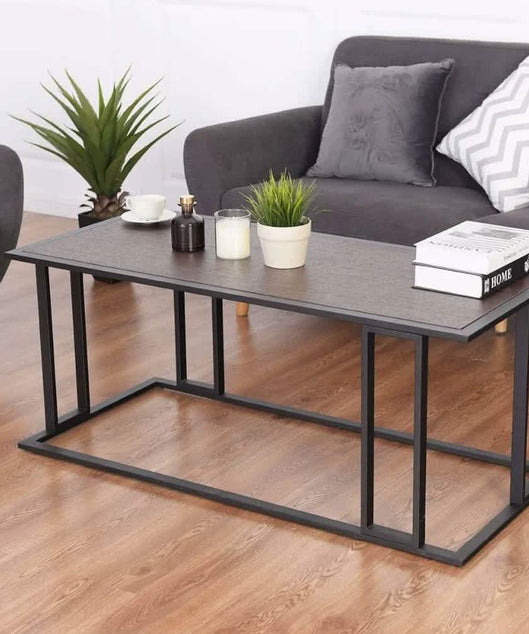 NArt120- ترابيزة قهوة معدن بسطح خشب