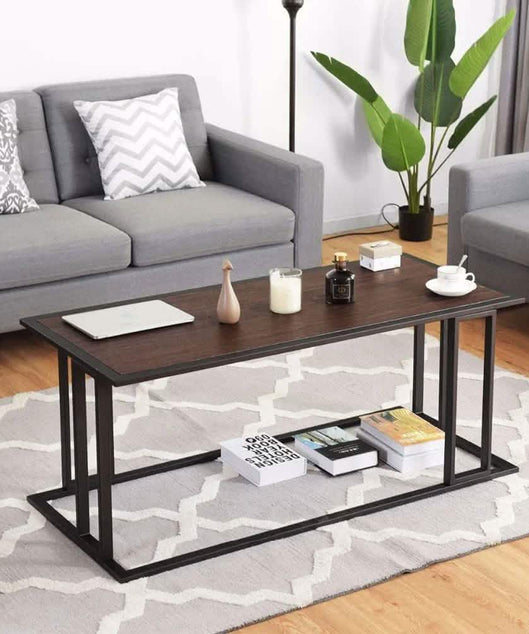 NArt120- ترابيزة قهوة معدن بسطح خشب