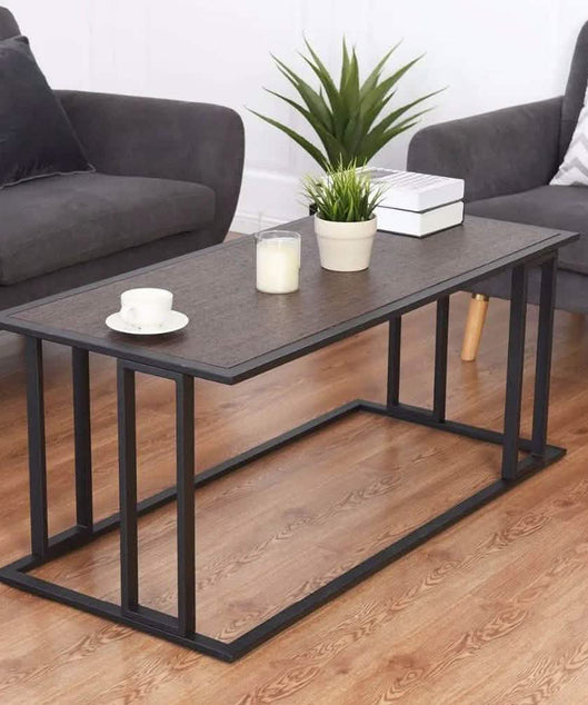 NArt120- ترابيزة قهوة معدن بسطح خشب