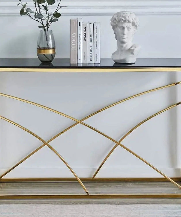 NArt40 - Metal console with glass top