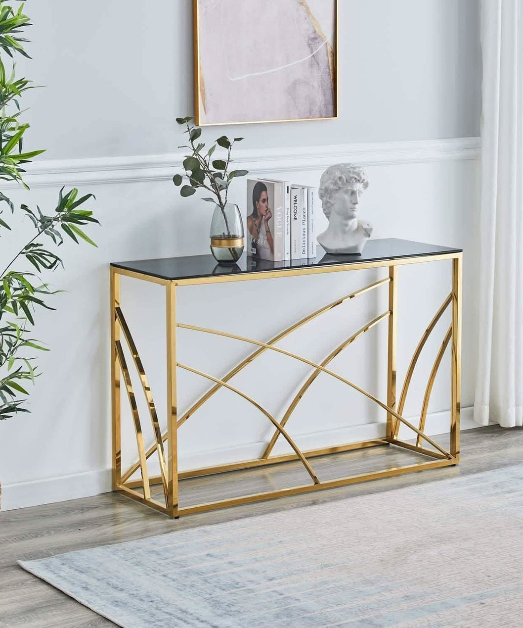 NArt40 - كونسول معدن بسطح زجاج