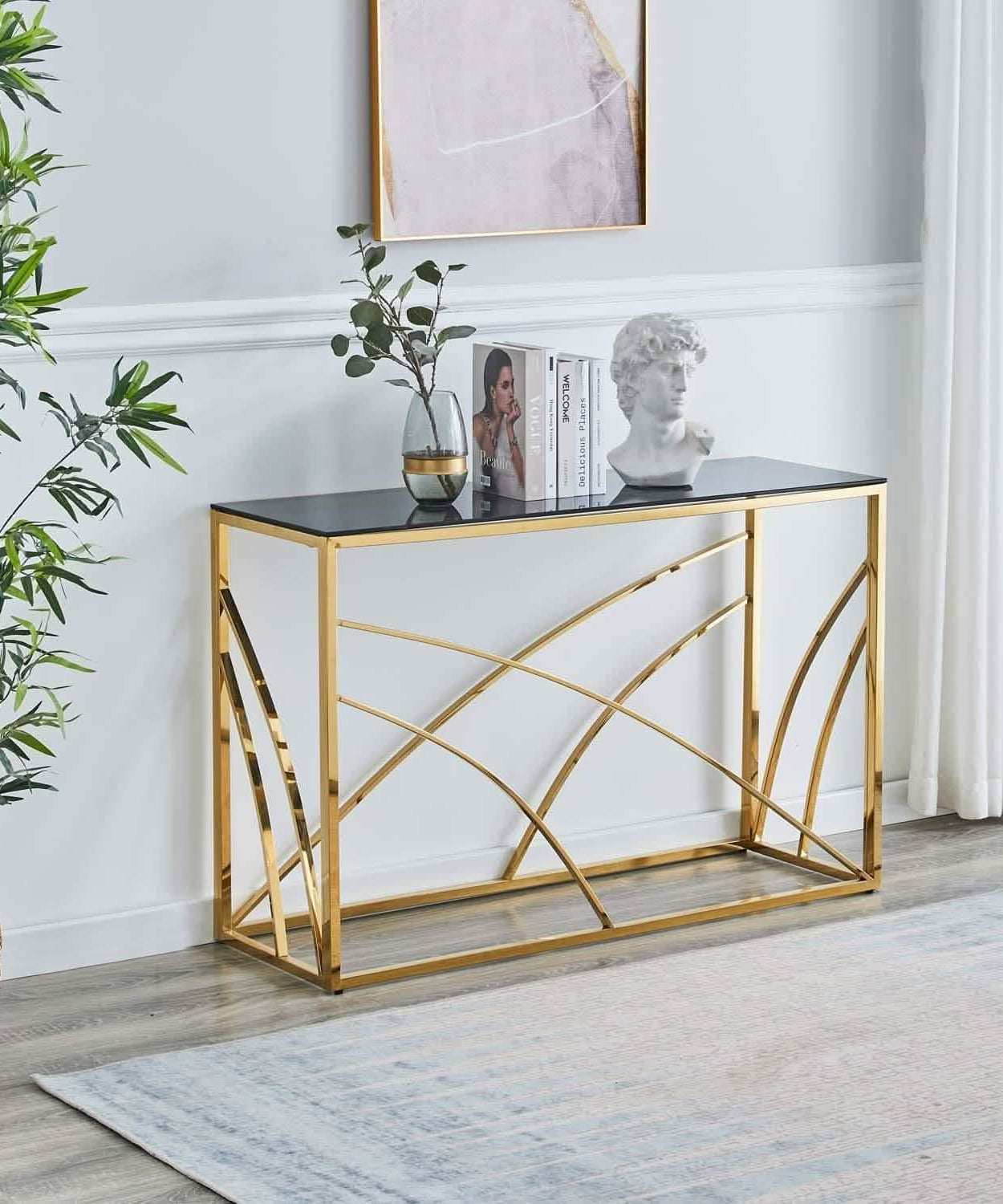 NArt40 - Metal console with glass top