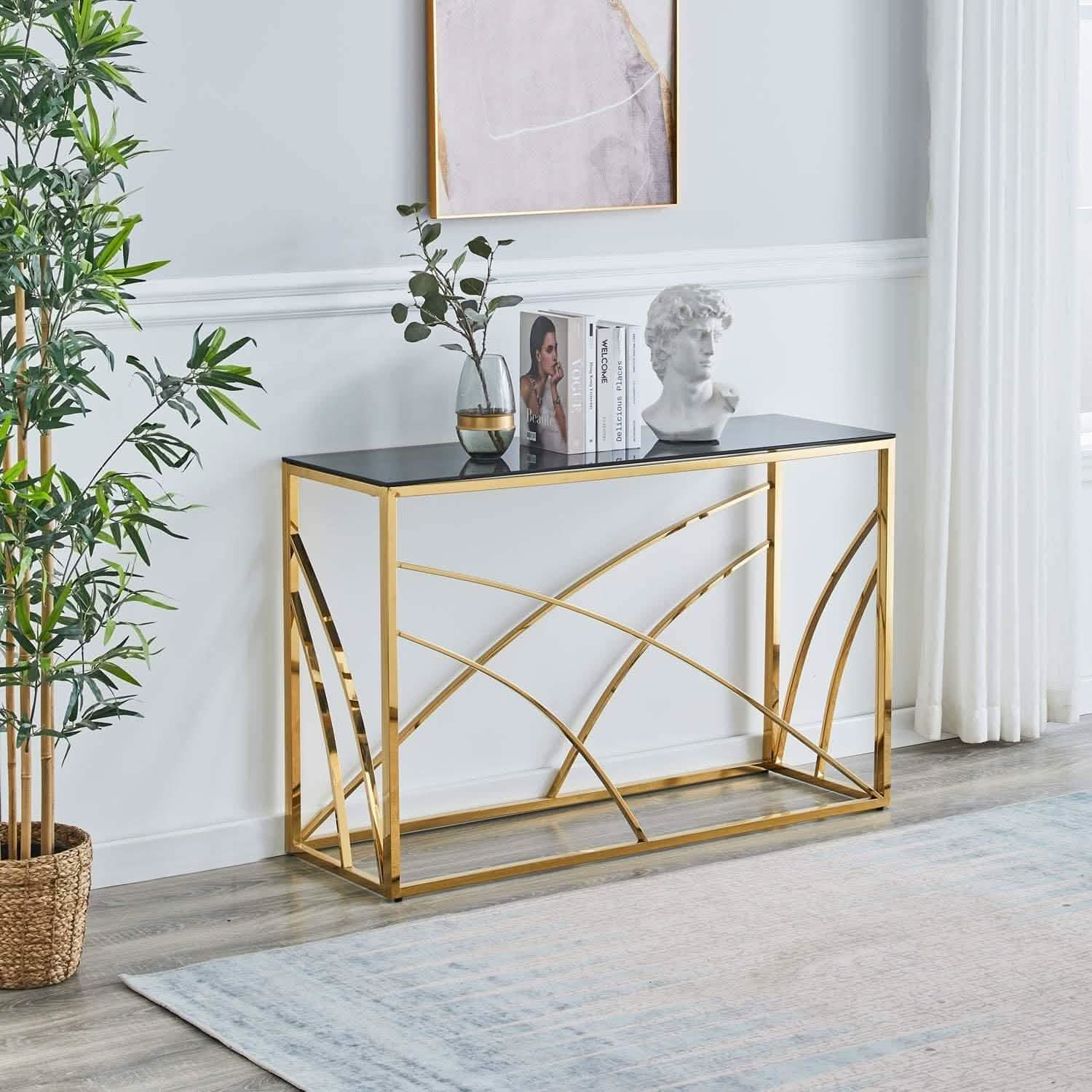 NArt40 - Metal console with glass top