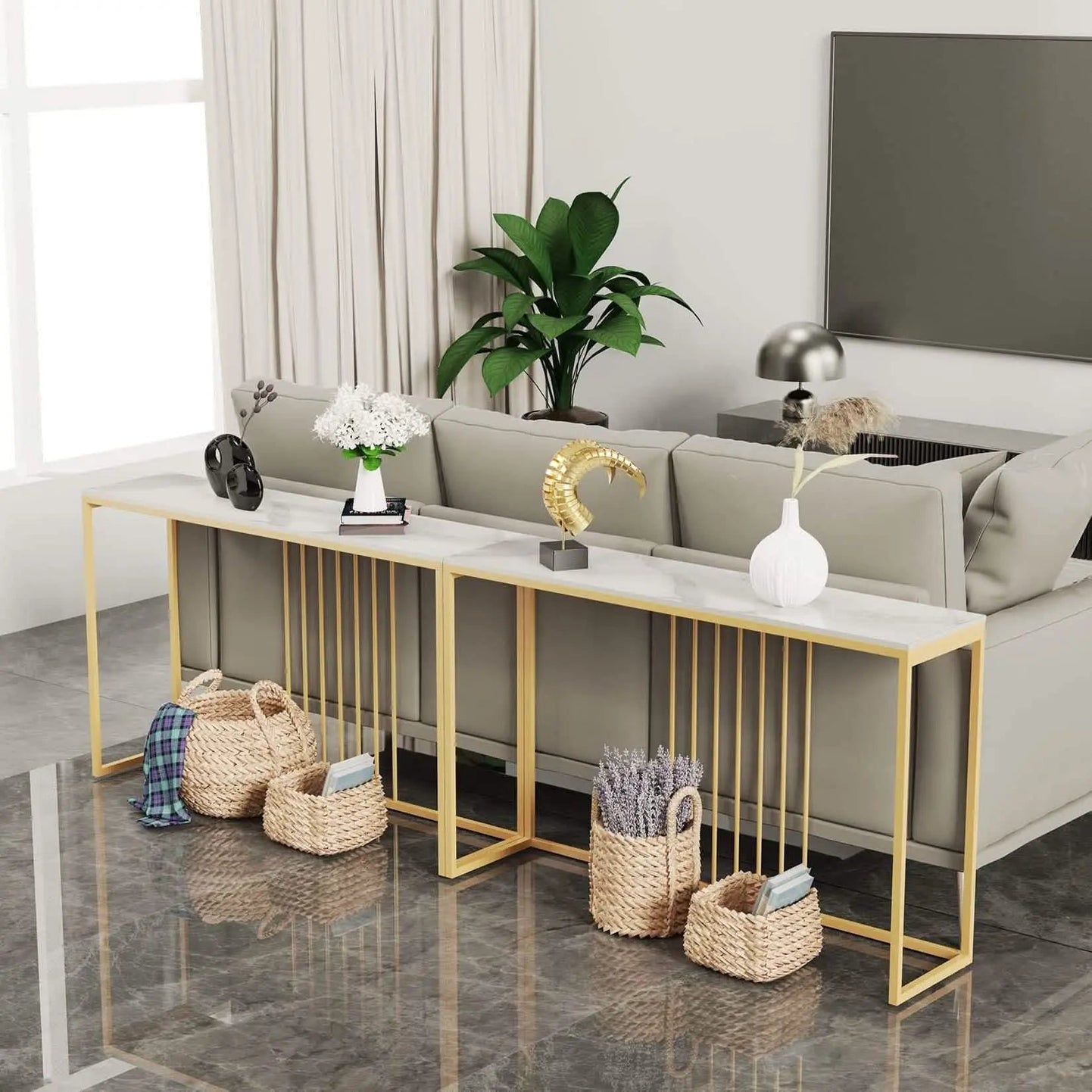 NArt43 - Metal console with marble top
