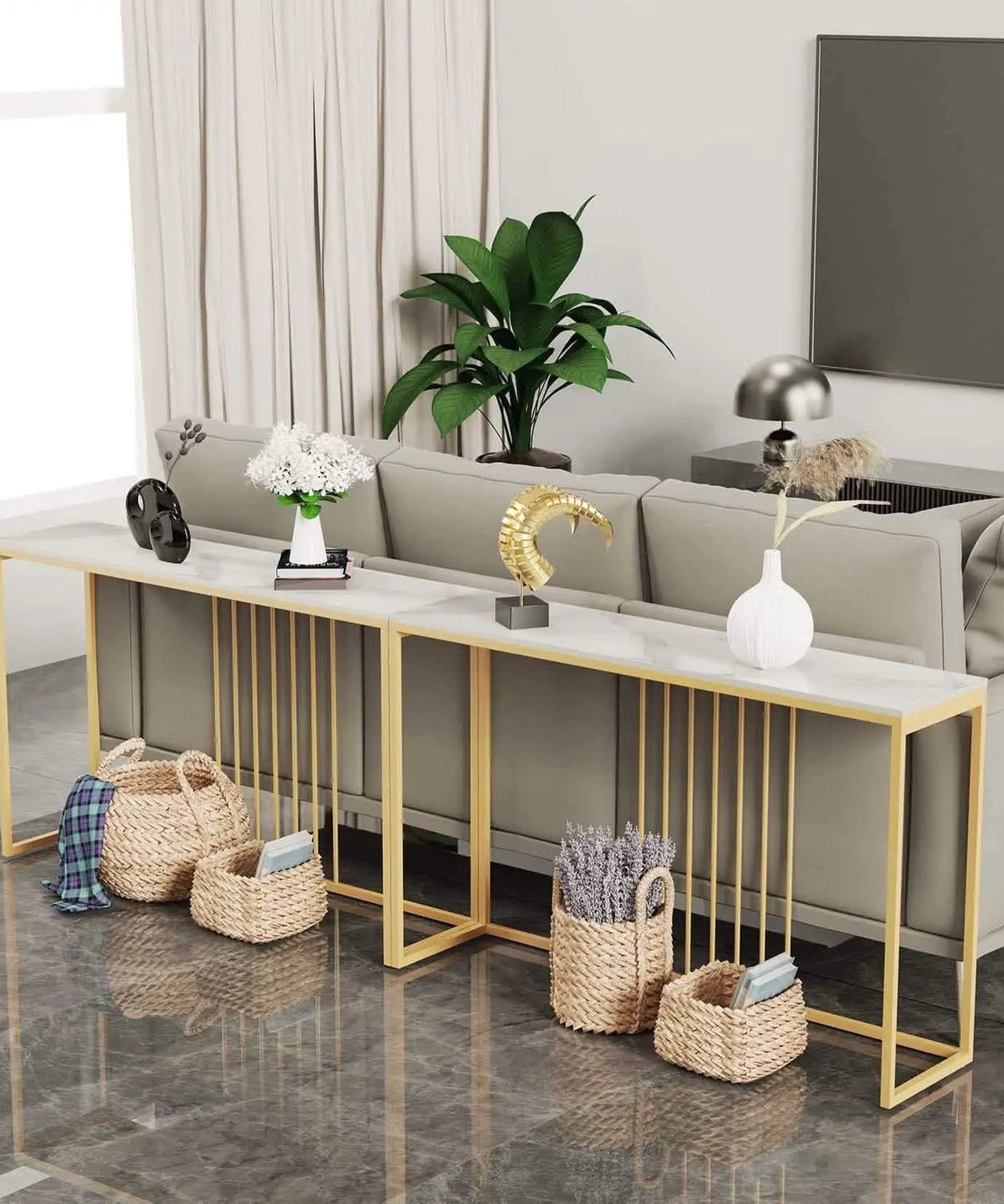 NArt43 - Metal console with marble top