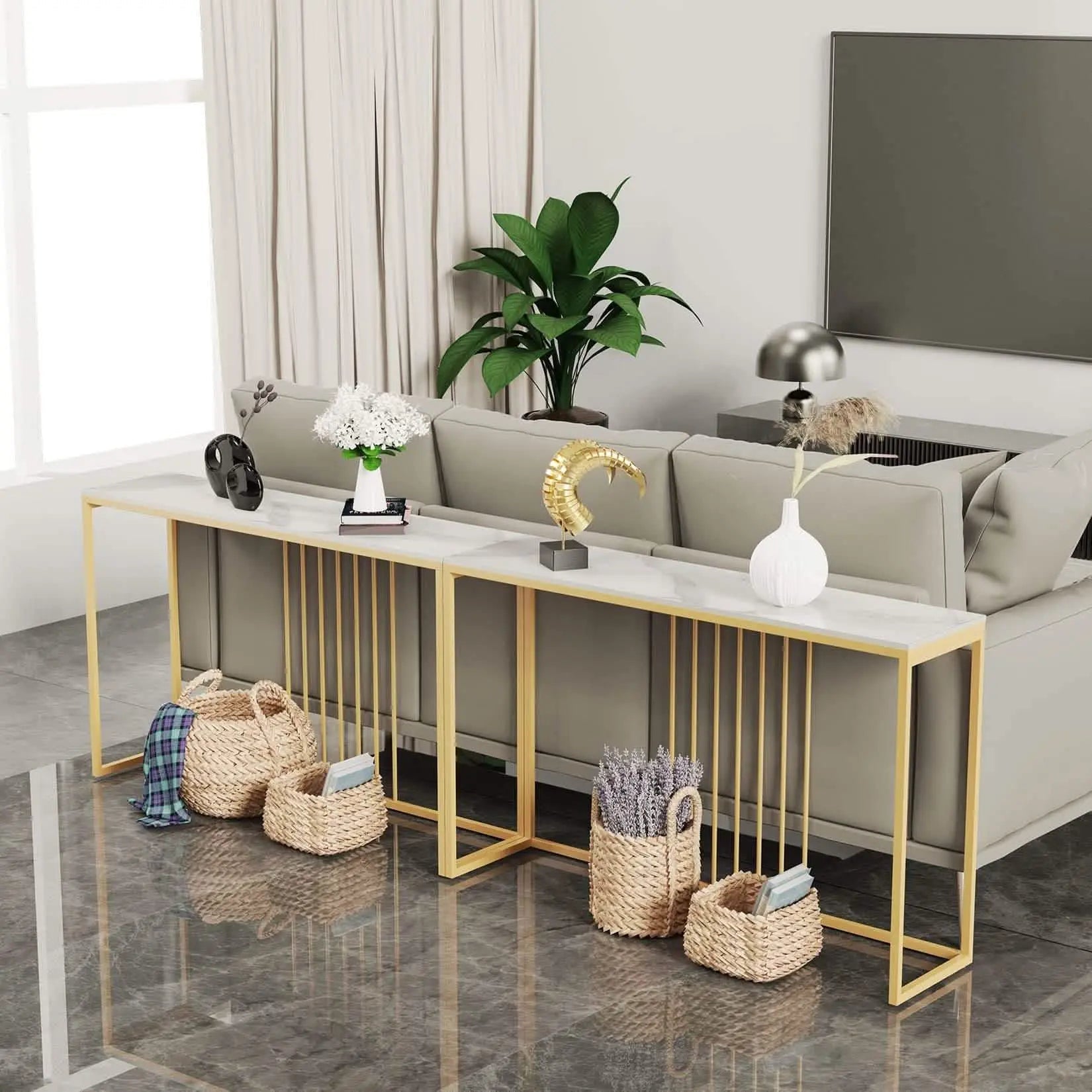 NArt43 - Metal console with marble top