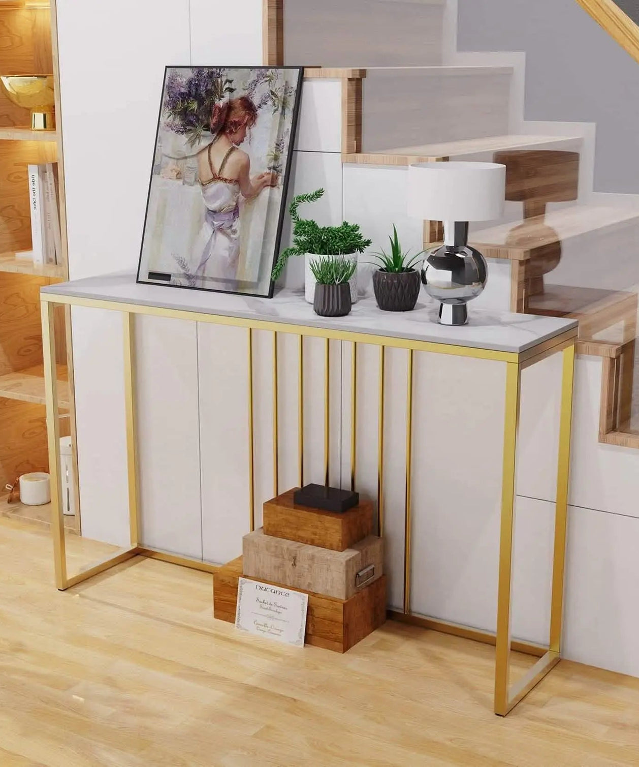 NArt43 - Metal console with marble top