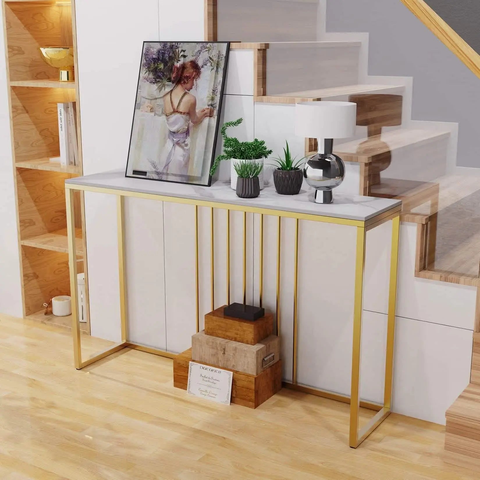 NArt43 - Metal console with marble top