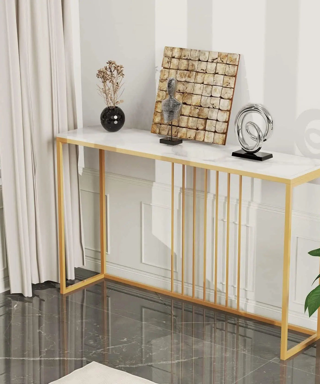 NArt43 - Metal console with marble top