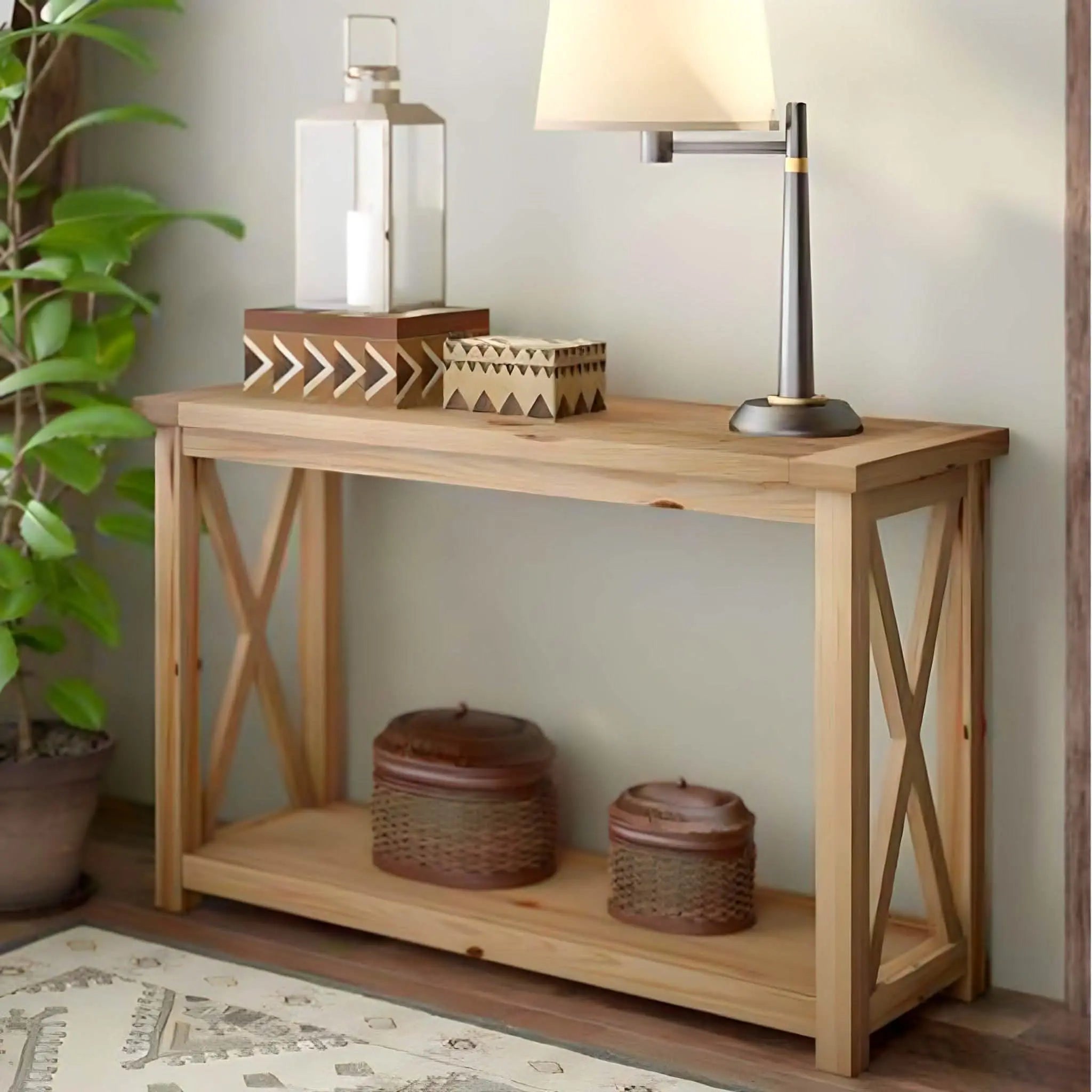 كونسول خشب سويد طبيعي 110*40*80 سم - ROD189 Art Wood