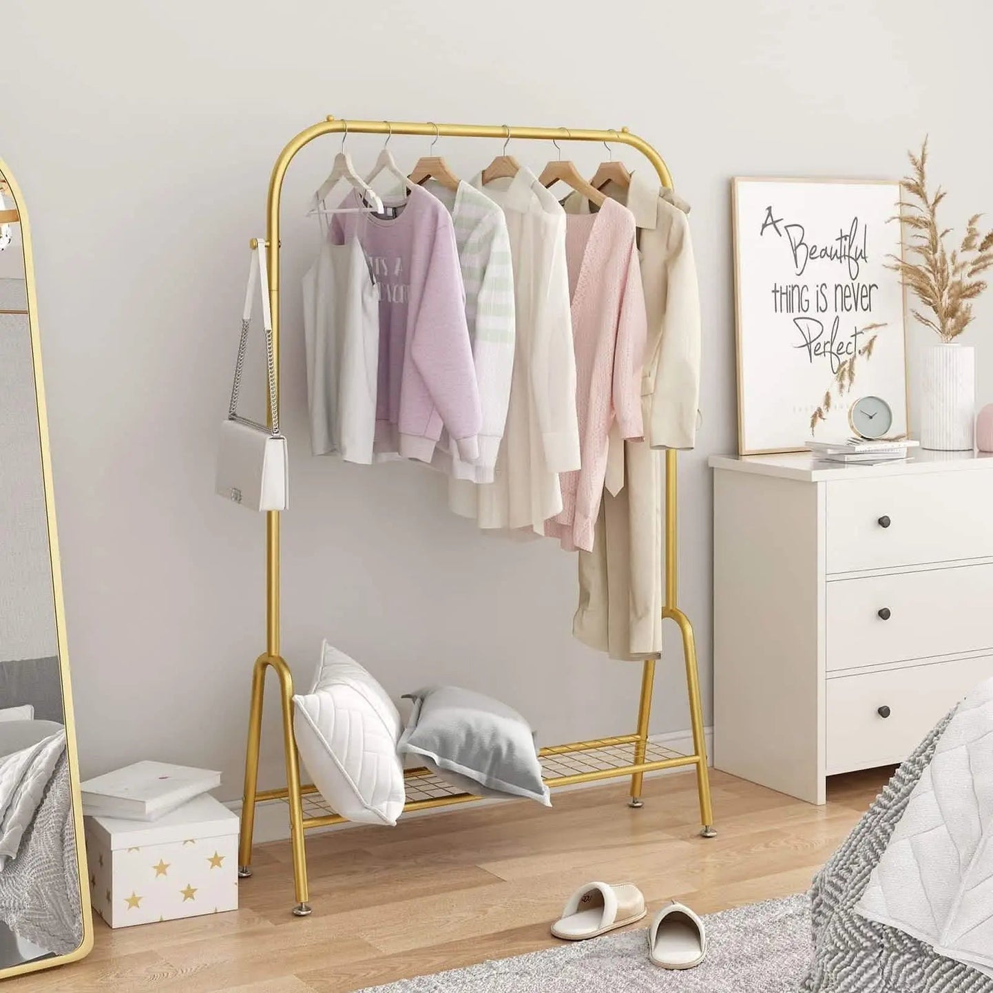 NArt42 - Metal Clothes Hanger with Shelf