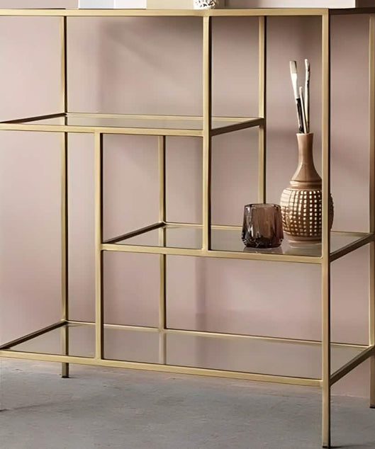 NArt153 - وحدة أرفف معدن و زجاج