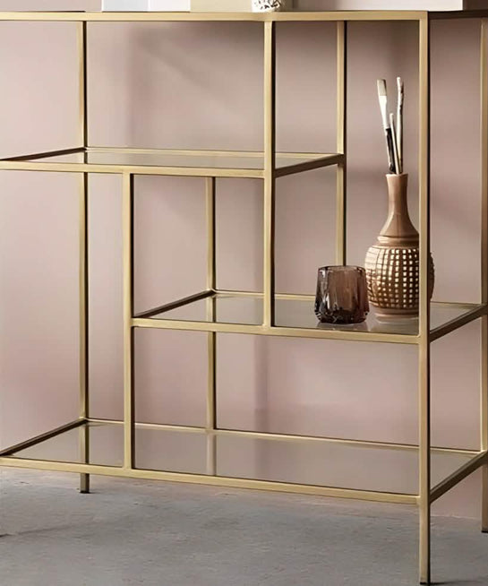 NArt153 - وحدة أرفف معدن و زجاج