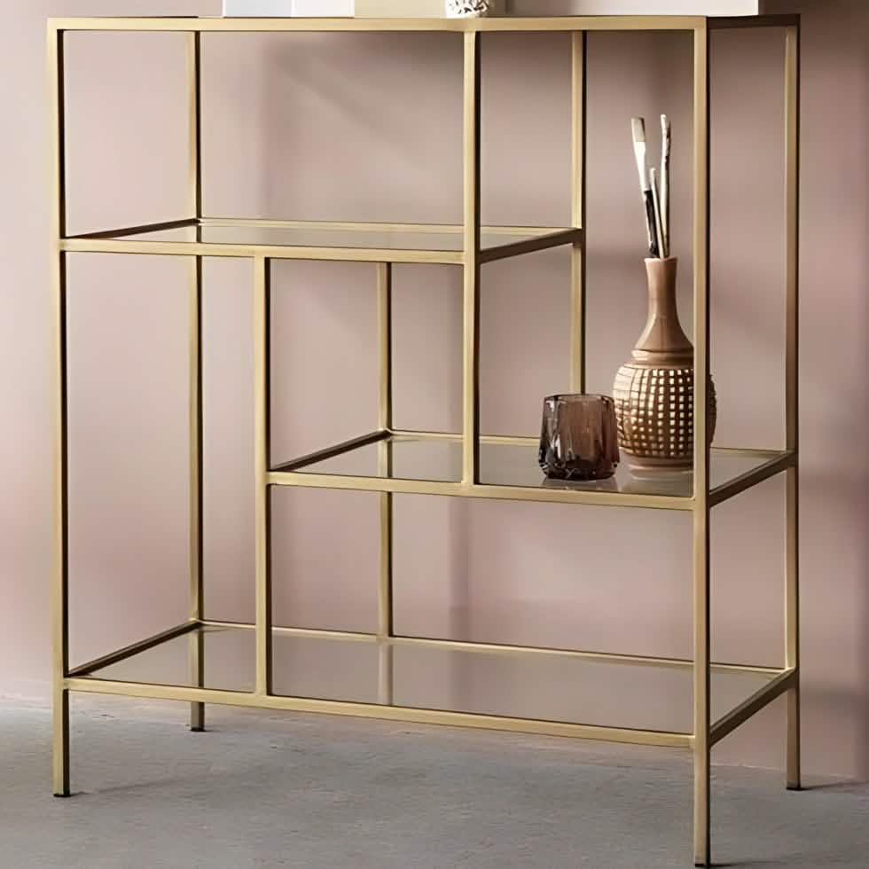 NArt153 - وحدة أرفف معدن و زجاج