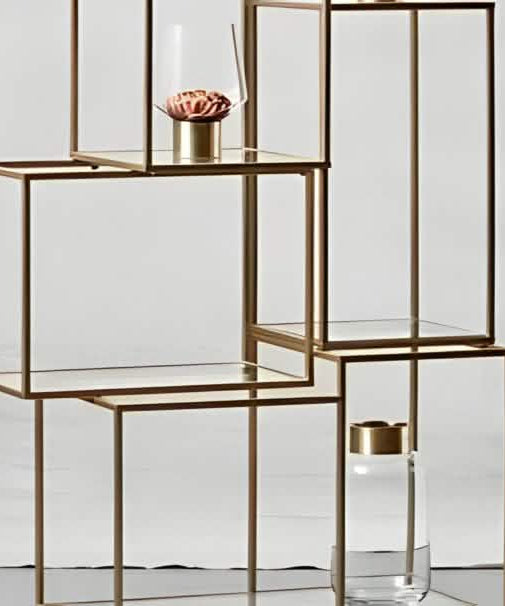 NArt154 - وحدة أرفف معدن و زجاج