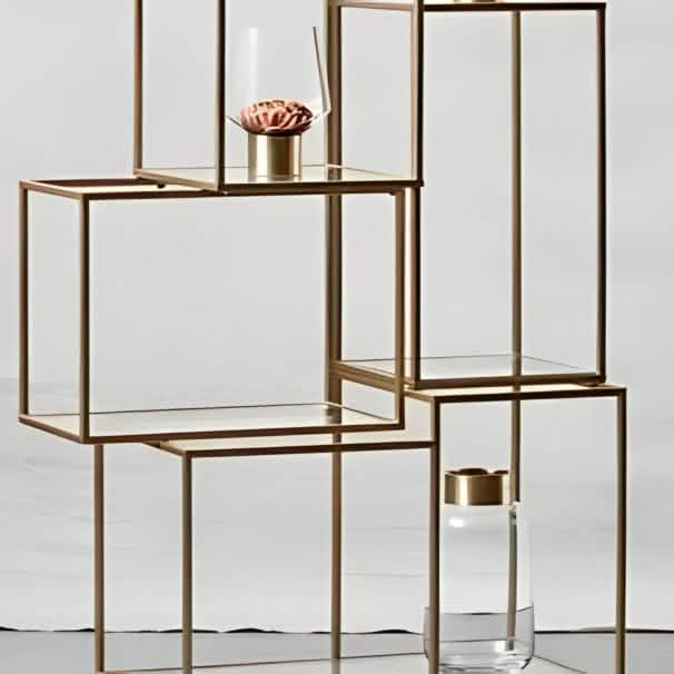 NArt154 - وحدة أرفف معدن و زجاج