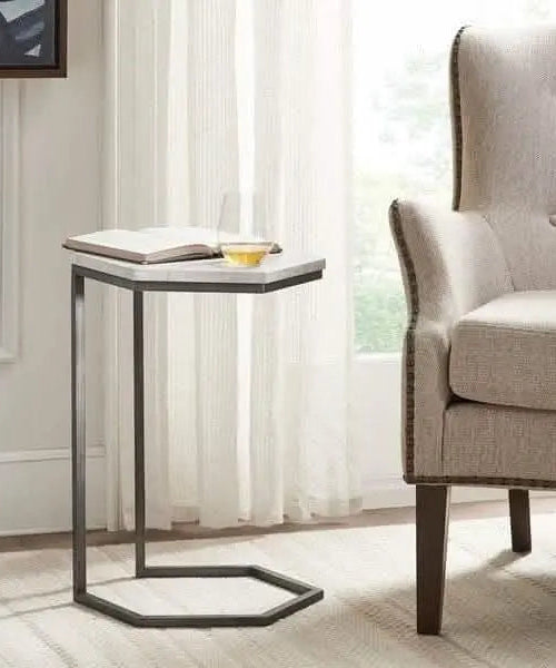 NArt50 - Metal Side Table with Marble Top