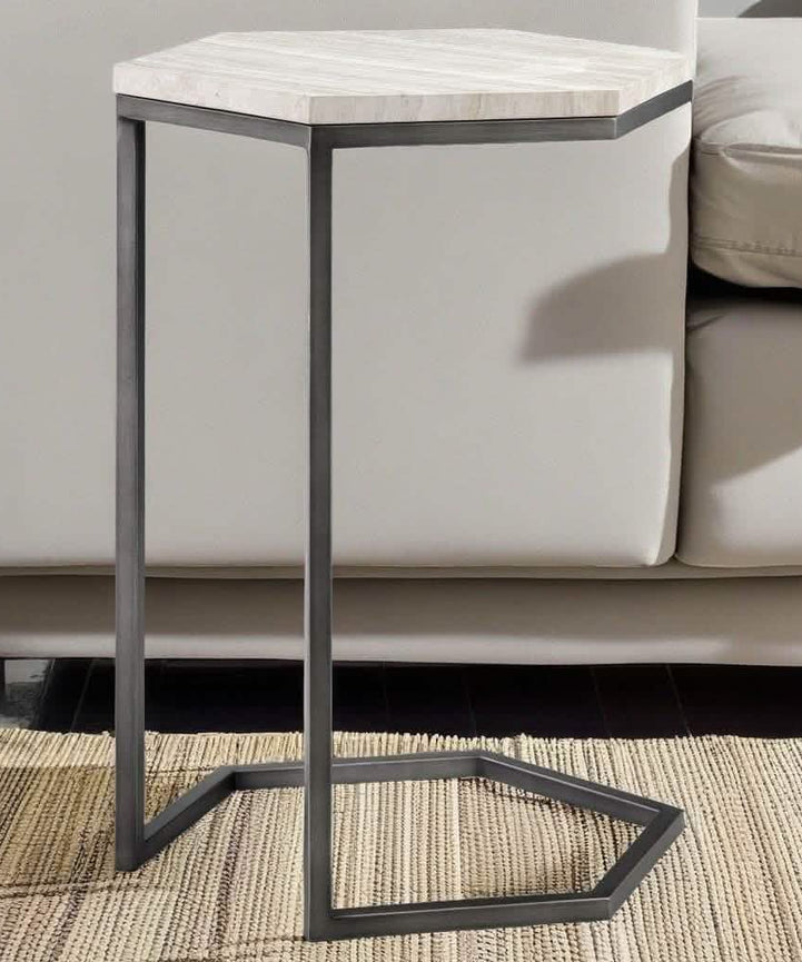 NArt50 - Metal Side Table with Marble Top