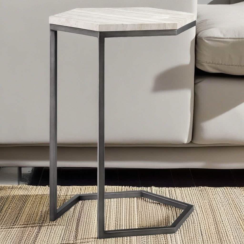 NArt50 - ترابيزة جانبية معدن بسطح رخام