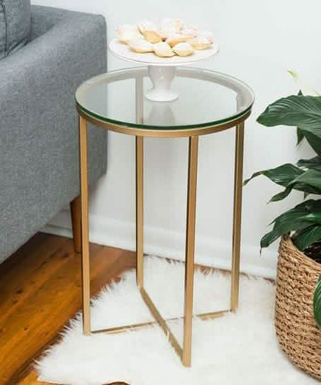 NArt122 - ترابيزة جانبية معدن بسطح زجاج