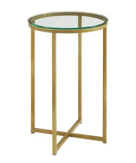 NArt122 - ترابيزة جانبية معدن بسطح زجاج