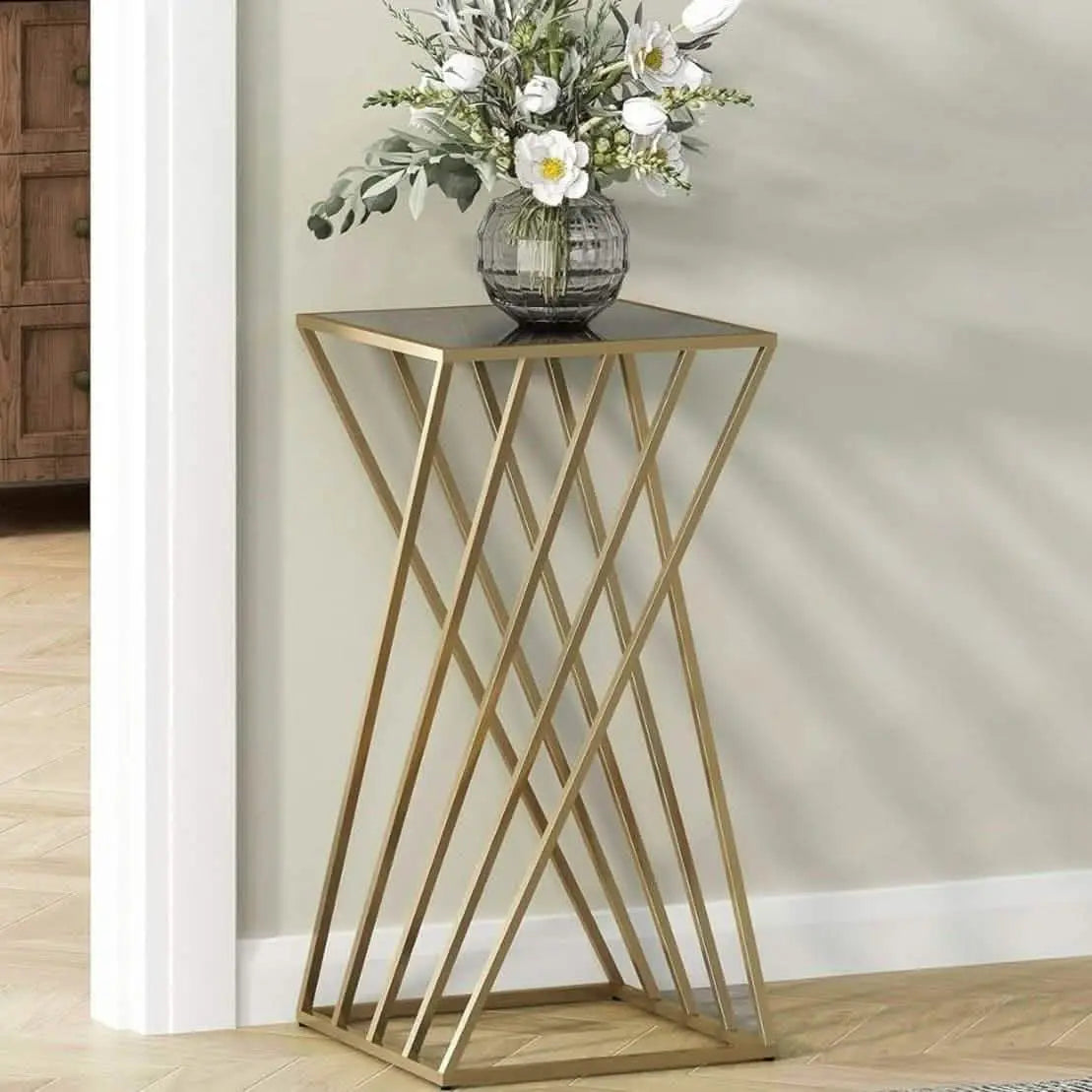 NArt123- ترابيزة معدن بسطح زجاج