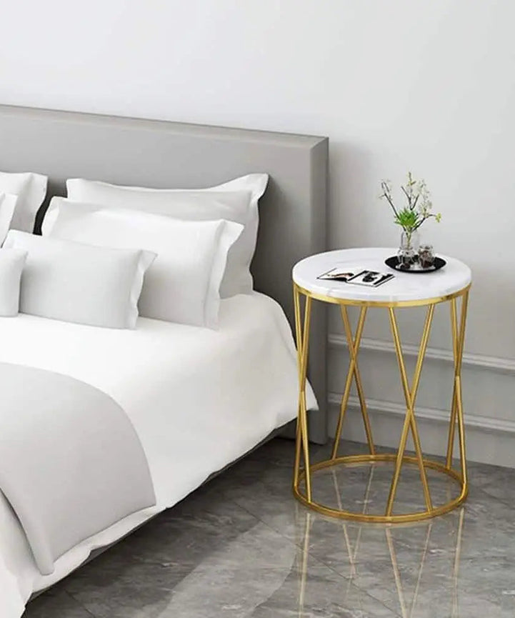 NArt45 - Metal side table with marble top