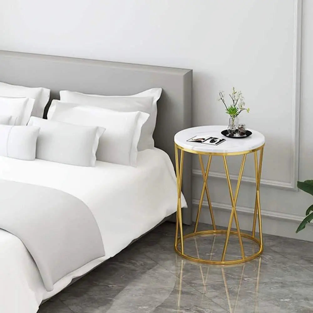 NArt45 - ترابيزة جانبية معدن بسطح رخام