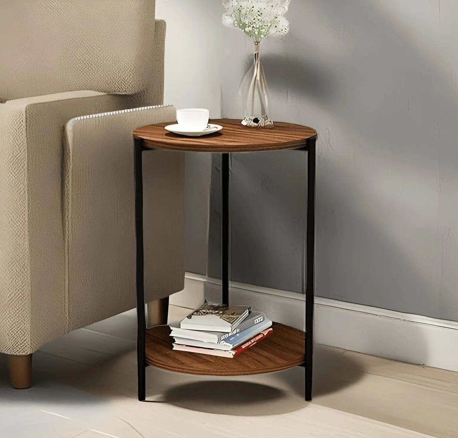 NArt29- ترابيزة جانبية برف خشب